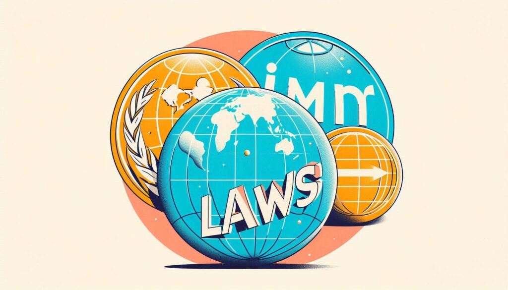 Global - Sixth Phase Three globes with global institution's logo - Post WW II, global institution influencing laws